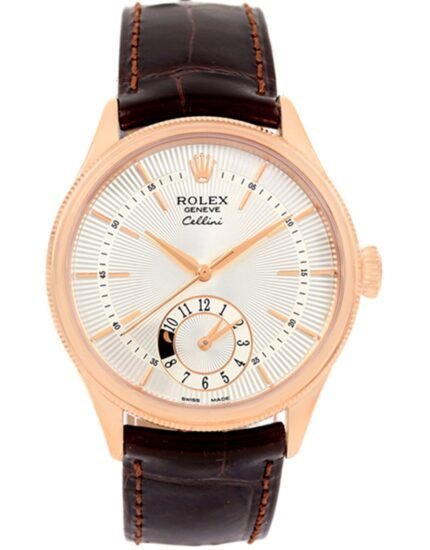 Rolex Cellini Dual Time Everose Gold White Dial 50525 39mm