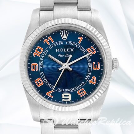 Rolex Air king Men's 36mm 114234BLAO Silver tone