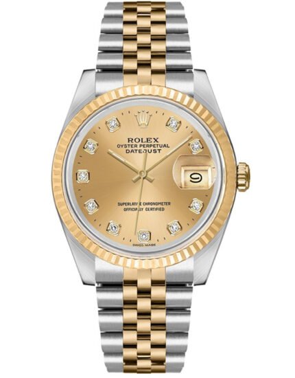 Rolex Datejust Champagne Diamond Dial Unisex Watch 16233 36 MM