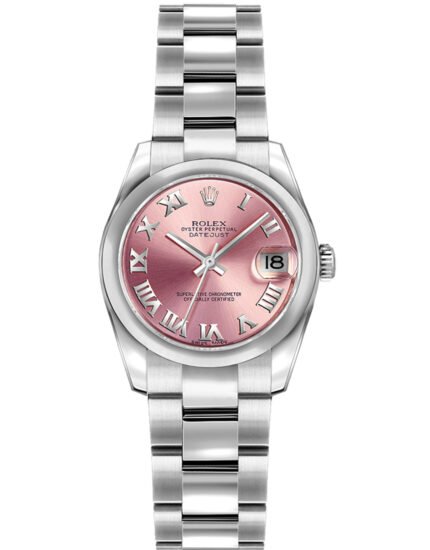 Rolex Datejust Pink Roman Numeral Oyster Bracelet Watch 179160 26MM
