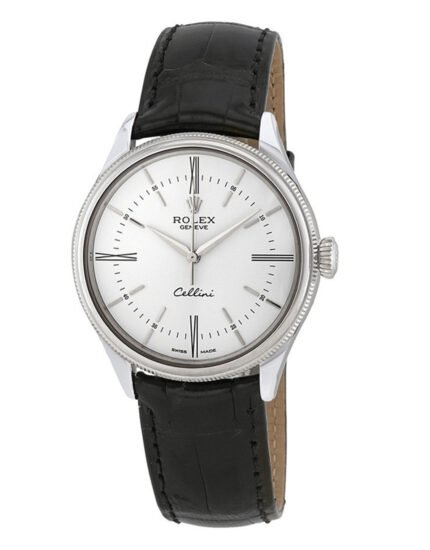 Rolex Cellini White Dial Automatic Men's 18 Carat White Gold Watch 39MM