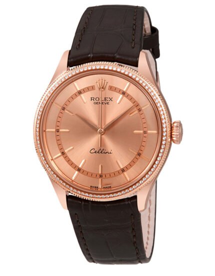 Rolex Cellini Pink Gold Diamond 18K Everose Gold Men's Watch 39MM