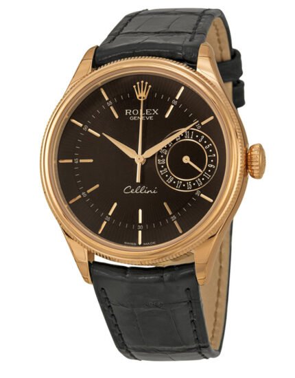 Rolex Cellini Date Black Dial 18kt Everose Gold Men's Watch 39MM