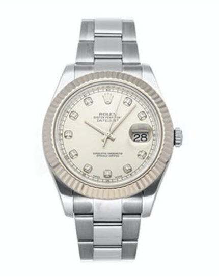 Rolex Datejust Stainless Steel Case 18k White Gold Bezel 41 MM