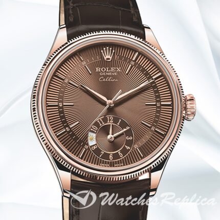 Rolex Cellini Men's m50525 0015 39mm Brown Dial Leather Strap