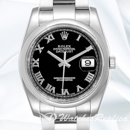 Rolex Datejust Men's 116200BKRO 36mm Silver tone Black Dial
