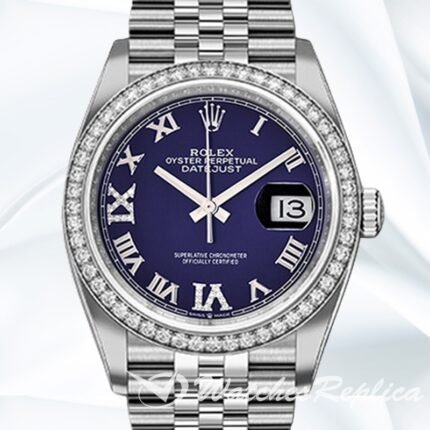 Rolex Datejust m126284rbr 0013 36mm Ladies Blue Dial Diamond Bezel