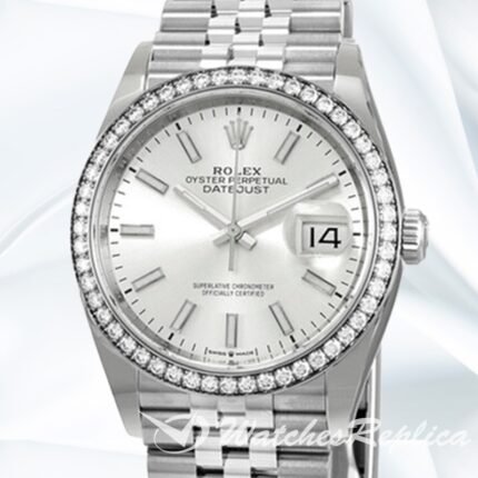 Rolex Datejust Ladies 36mm m126284rbr 0005 Diamond Bezel Silver Dial